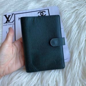 Louis Vuitton Green Taiga Notebook.